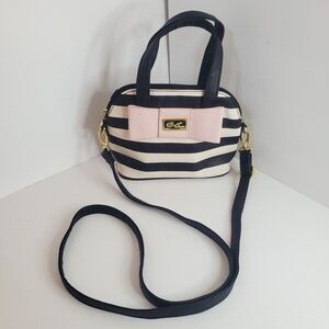 Luv Betsy By Betsy Johnson Striped Mini Crossbody Purse Bag white black pink
